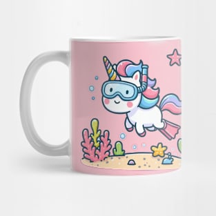 cute unicorn snorkeling Mug